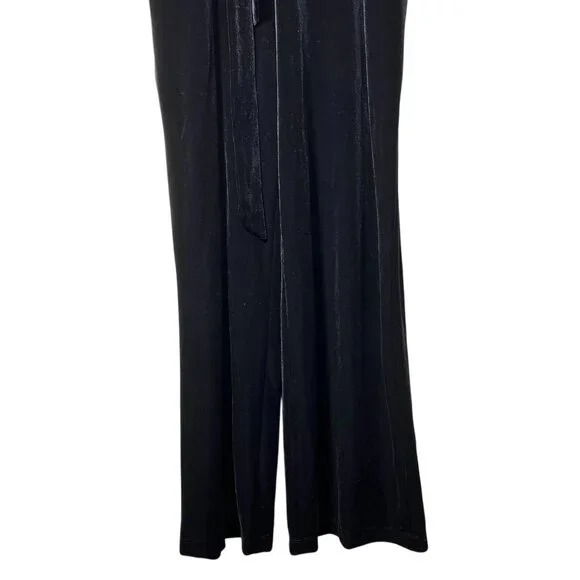 NEW Chico's Womens Black Wide Leg Waist Tie Elegant Velvet Jumpsuit Size 3 US 16 - Picture 7 of 16